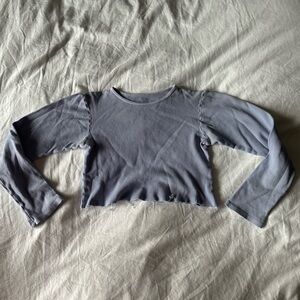 Brandy Melville Blue Cropped Thermal Long Sleeve